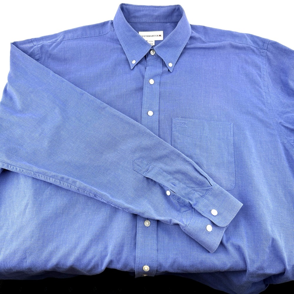 Cutter Buck Mens XLT/TGL Button-Down Oxford Shirt Blue Long Sleeve logo Casual